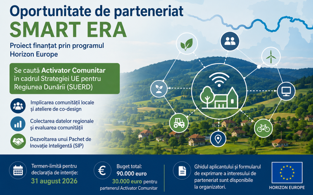 Oportunitate de parteneriat în cadrul proiectului european SMART ERA – Apel pentru identificarea unui Activator Comunitar în Regiunea Dunării