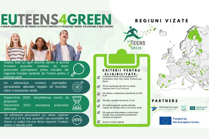 Apelul EUTeens4Green pentru propuneri de proiecte este deschis și oferă tinerilor oportunitatea de a fi actori ai tranziției ecologice în Europa